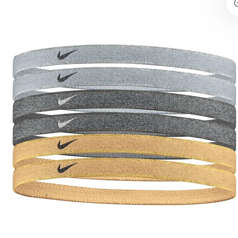 Nike Headbands in Silver, Gray, and Gold